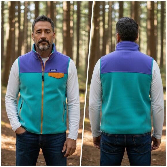 Patagonia | Men | Synchilla Snap-T Retro Colorblock Cozy Fleece Vest | Large - Picture 12 of 14